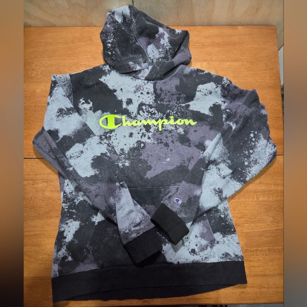 Champion XL (18/20) Youth Hoodie‎ Gray Black Camo Neon Logo